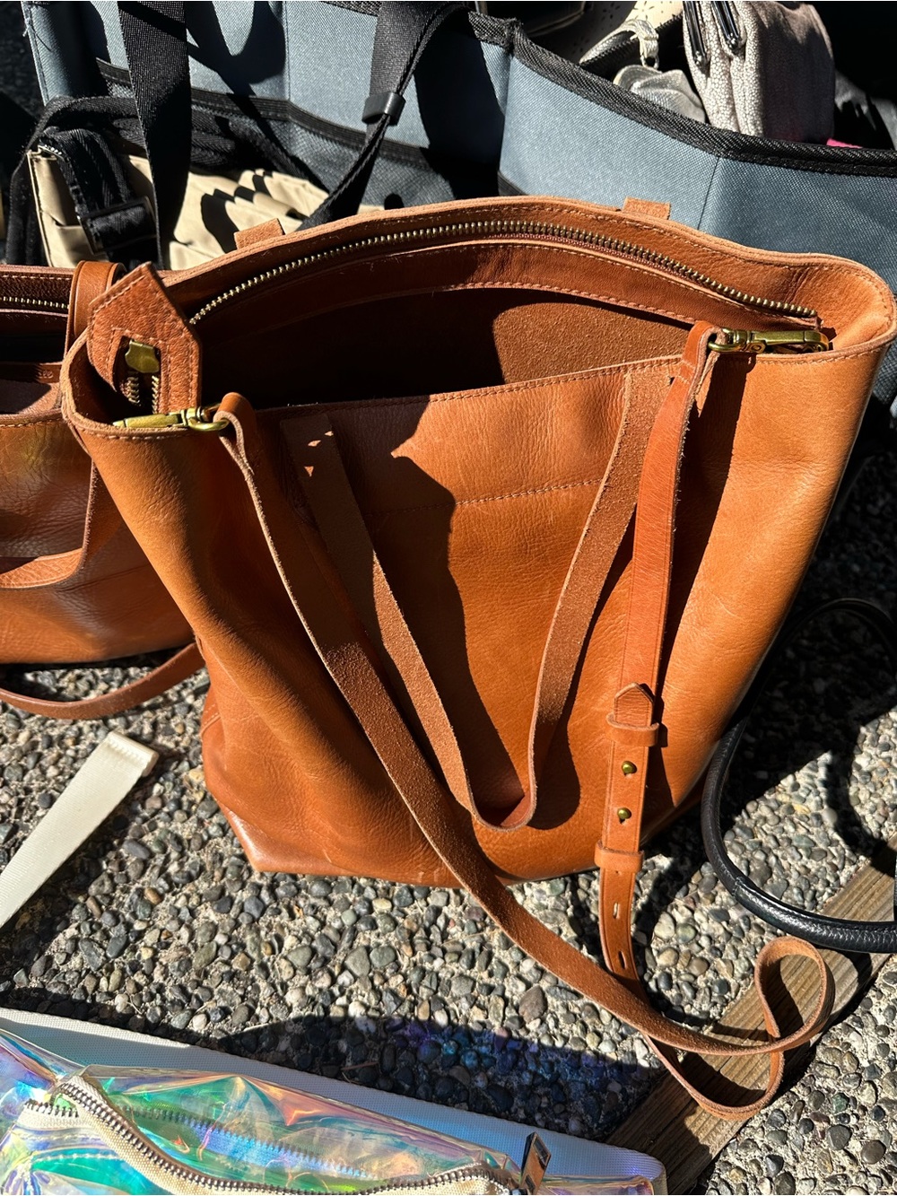 Madewell Tan Leather Crossbody Tote